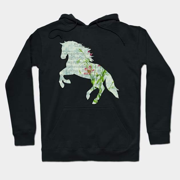 Floral Sheet Music - Horse Hoodie by KayBee Gift Shop